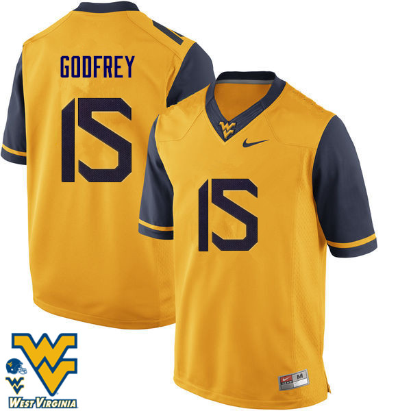 NCAA Men's Eli Godfrey West Virginia Mountaineers Gold #15 Nike Stitched Football College Authentic Jersey JS23P56FW